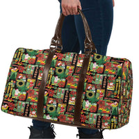 Hawaiian Santa Christmas Pattern Travel Bag Black Version - Polynesian Pride