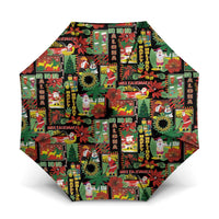 Hawaiian Santa Christmas Pattern Umbrella Black Version - Polynesian Pride