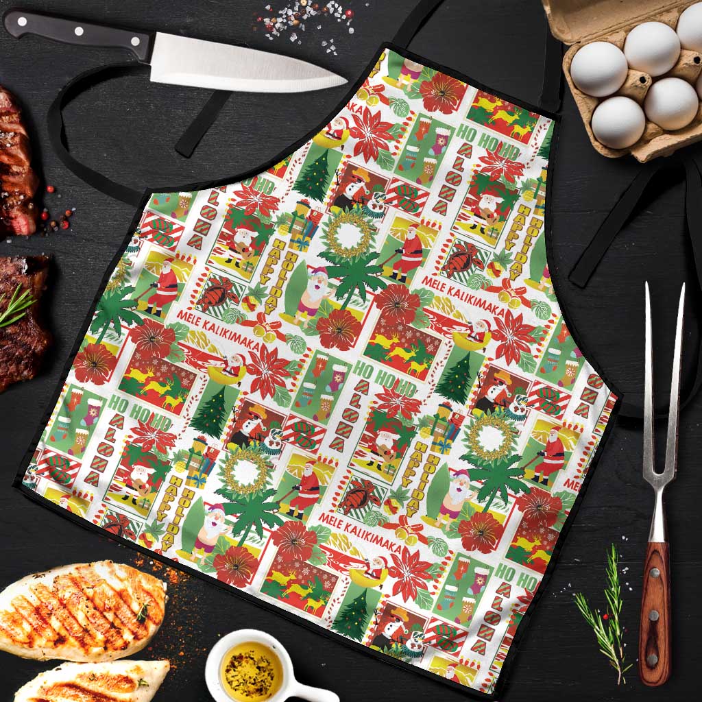 Hawaiian Santa Christmas Pattern Apron White Version - Polynesian Pride