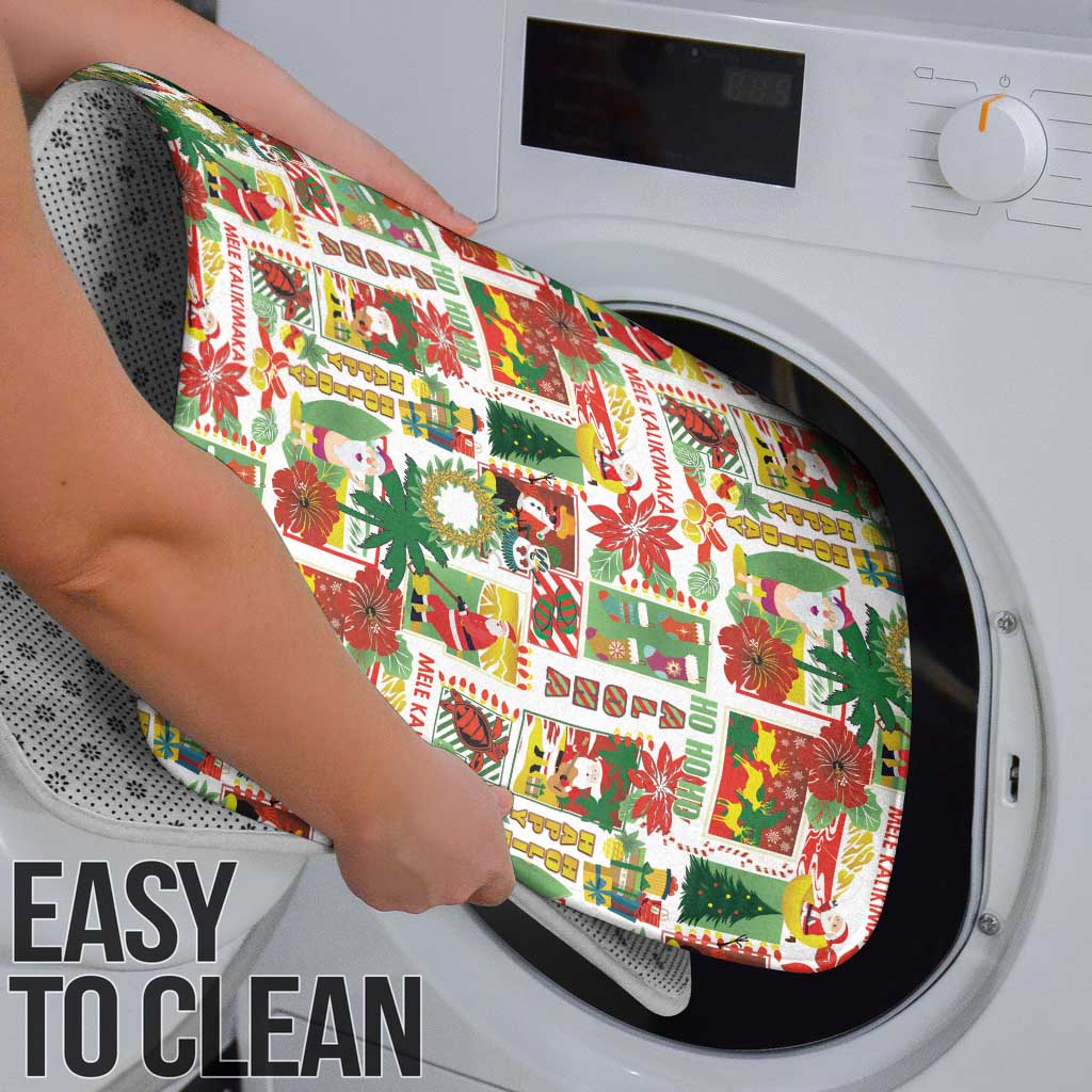 Hawaiian Santa Christmas Pattern Bathroom Set White Version - Polynesian Pride