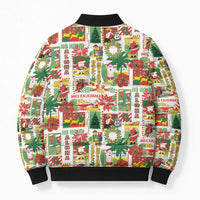 Hawaiian Santa Christmas Pattern Bomber Puffer Jacket White Version - Polynesian Pride