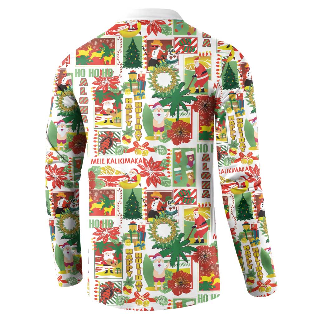 Hawaiian Santa Christmas Pattern Button Sweatshirt White Version - Polynesian Pride