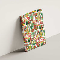 Hawaiian Santa Christmas Pattern Canvas Wall Art White Version - Polynesian Pride