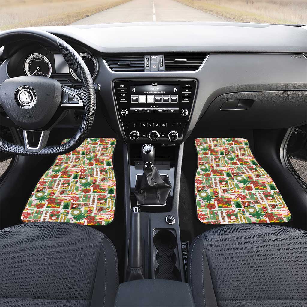 Hawaiian Santa Christmas Pattern Car Mats White Version - Polynesian Pride