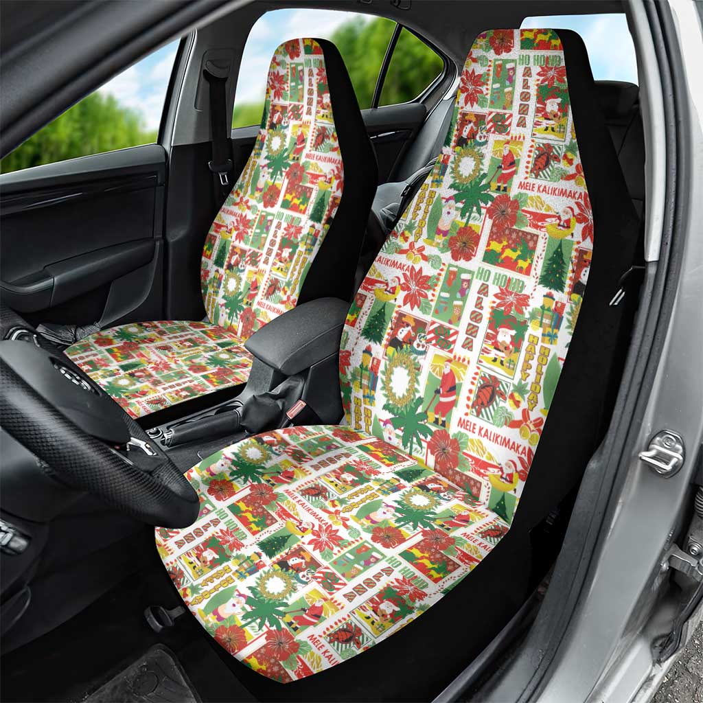 Hawaiian Santa Christmas Pattern Car Seat Cover White Version - Polynesian Pride