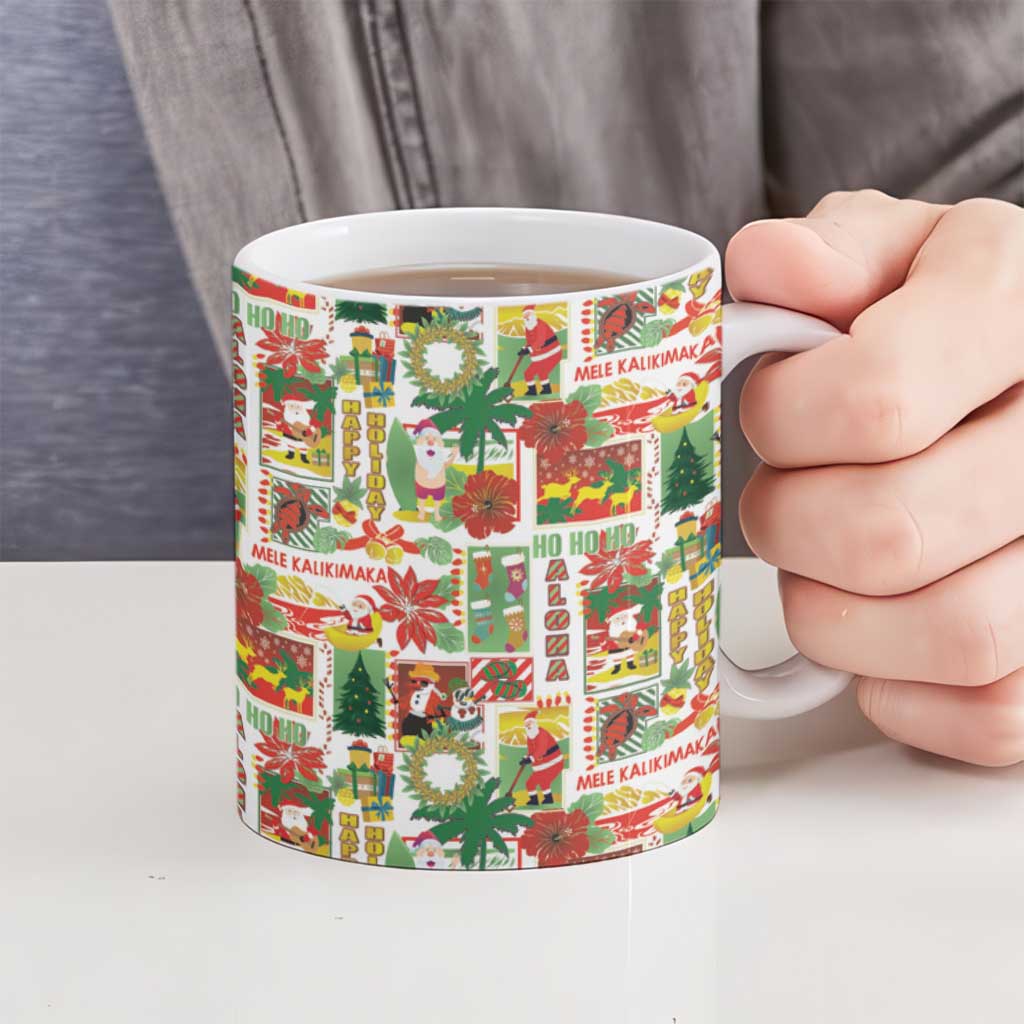 Hawaiian Santa Christmas Pattern Ceramic Mug White Version - Polynesian Pride