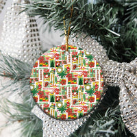 Hawaiian Santa Christmas Pattern Ceramic Ornament White Version - Polynesian Pride