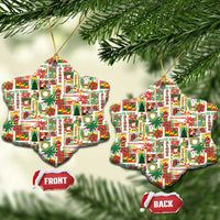 Hawaiian Santa Christmas Pattern Ceramic Ornament White Version - Polynesian Pride