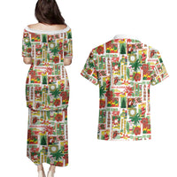Hawaiian Santa Christmas Pattern Couples Matching Puletasi and Hawaiian Shirt White Version LT01 - Polynesian Pride