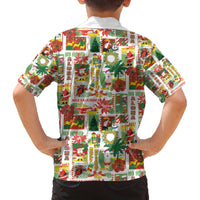 Hawaiian Santa Christmas Pattern Family Matching Off The Shoulder Long Sleeve Dress and Hawaiian Shirt White Version - Polynesian Pride