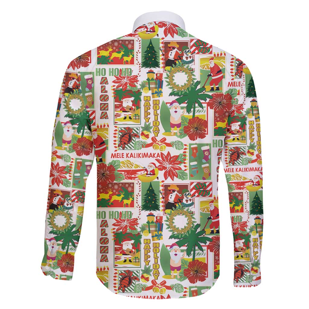 Hawaiian Santa Christmas Pattern Family Matching Off Shoulder Short Dress and Hawaiian Shirt White Version - Polynesian Pride
