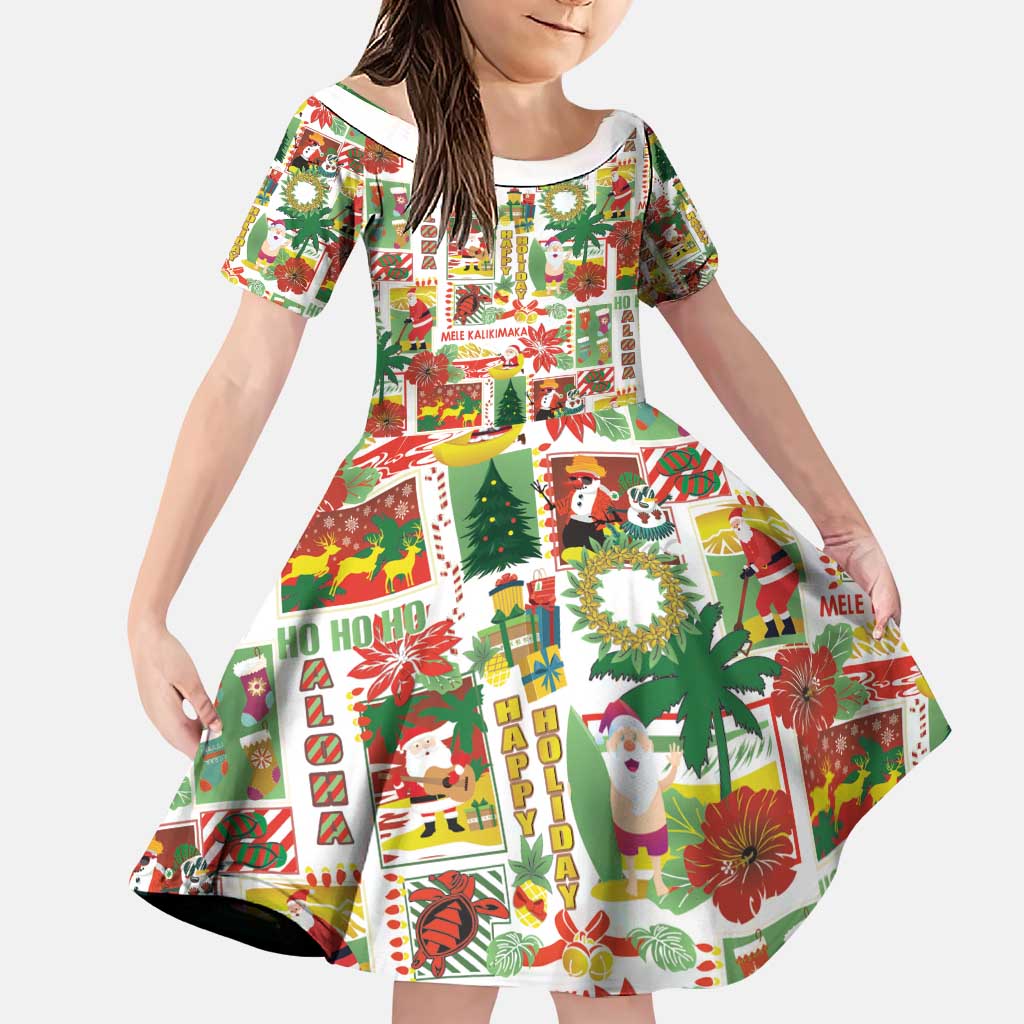 Hawaiian Santa Christmas Pattern Family Matching Puletasi and Hawaiian Shirt White Version - Polynesian Pride