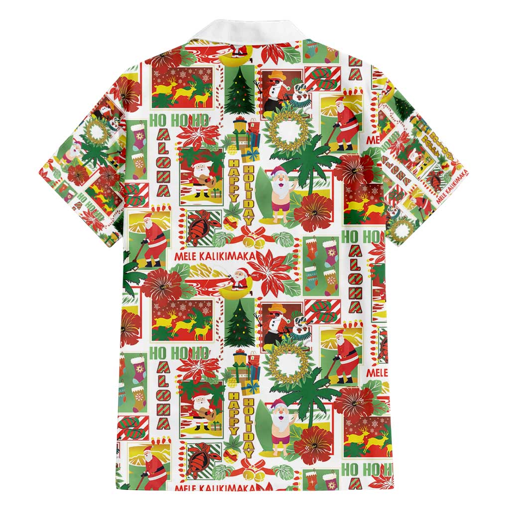 Hawaiian Santa Christmas Pattern Family Matching Tank Maxi Dress and Hawaiian Shirt White Version - Polynesian Pride