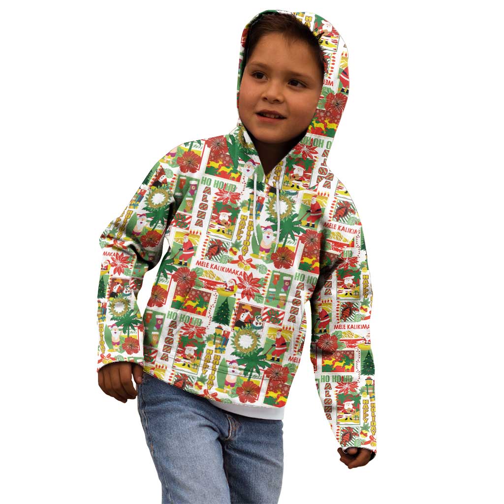 Hawaiian Santa Christmas Pattern Kid Hoodie White Version - Polynesian Pride
