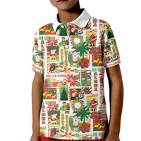 Hawaiian Santa Christmas Pattern Kid Polo Shirt White Version - Polynesian Pride