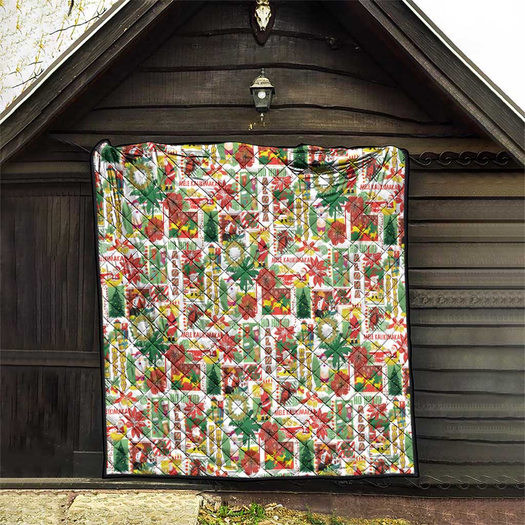 Hawaiian Santa Christmas Pattern Quilt White Version - Polynesian Pride