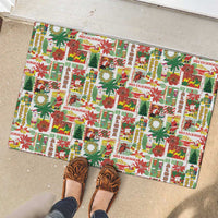 Hawaiian Santa Christmas Pattern Rubber Doormat White Version - Polynesian Pride