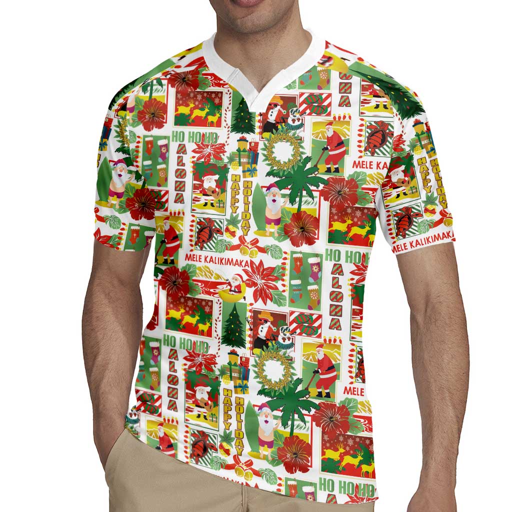 Hawaiian Santa Christmas Pattern Rugby Jersey White Version - Polynesian Pride