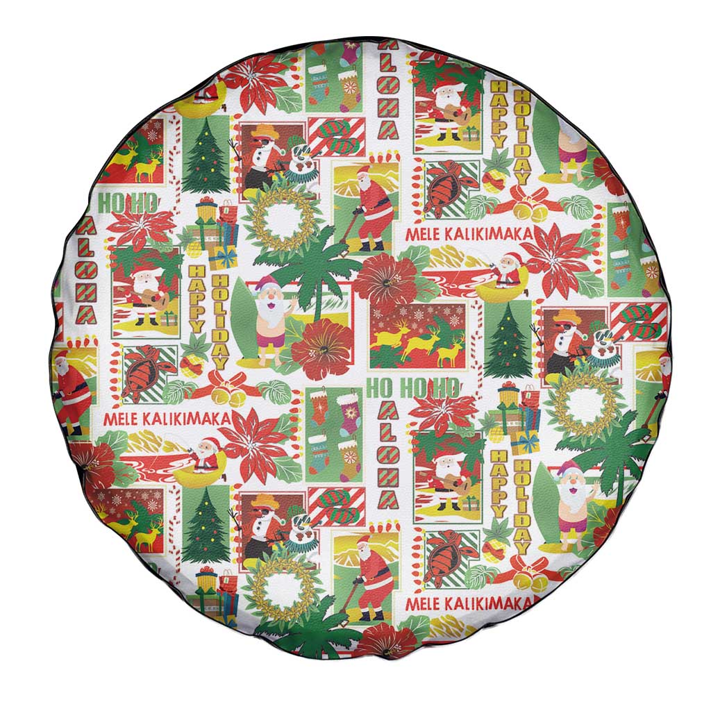 Hawaiian Santa Christmas Pattern Spare Tire Cover White Version - Polynesian Pride