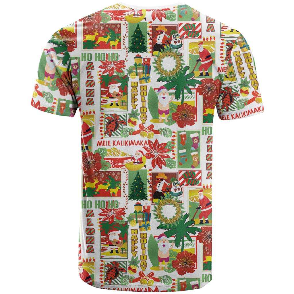 Hawaiian Santa Christmas Pattern T Shirt White Version - Polynesian Pride