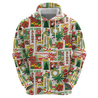 Hawaiian Santa Christmas Pattern Zip Hoodie White Version - Polynesian Pride