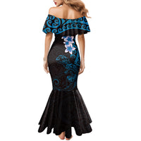 New Zealand Tuatara Plumeria Mermaid Dress Maori Blue Koru Tribal Tattoo