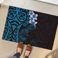 New Zealand Tuatara Plumeria Rubber Doormat Maori Blue Koru Tribal Tattoo LT01 - Polynesian Pride