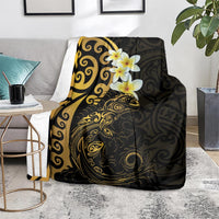 New Zealand Tuatara Plumeria Blanket Maori Gold Koru Tribal Tattoo LT01 - Polynesian Pride