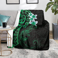 New Zealand Tuatara Plumeria Blanket Maori Green Koru Tribal Tattoo LT01 - Polynesian Pride