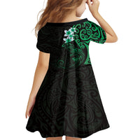 New Zealand Tuatara Plumeria Family Matching Summer Maxi Dress and Hawaiian Shirt Maori Green Koru Tribal Tattoo LT01 - Polynesian Pride