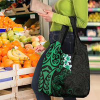 New Zealand Tuatara Plumeria Grocery Bag Maori Green Koru Tribal Tattoo LT01 - Polynesian Pride