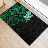 New Zealand Tuatara Plumeria Rubber Doormat Maori Green Koru Tribal Tattoo