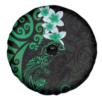 New Zealand Tuatara Plumeria Spare Tire Cover Maori Green Koru Tribal Tattoo