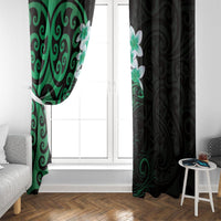 New Zealand Tuatara Plumeria Window Curtain Maori Green Koru Tribal Tattoo
