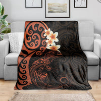 New Zealand Tuatara Plumeria Blanket Maori Orange Koru Tribal Tattoo LT01 - Polynesian Pride