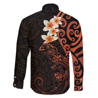 New Zealand Tuatara Plumeria Family Matching Puletasi and Hawaiian Shirt Maori Orange Koru Tribal Tattoo LT01 - Polynesian Pride