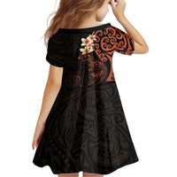 New Zealand Tuatara Plumeria Family Matching Tank Maxi Dress and Hawaiian Shirt Maori Orange Koru Tribal Tattoo LT01 - Polynesian Pride