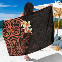 New Zealand Tuatara Plumeria Sarong Maori Orange Koru Tribal Tattoo