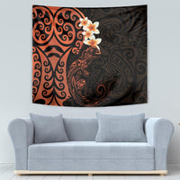 New Zealand Tuatara Plumeria Tapestry Maori Orange Koru Tribal Tattoo
