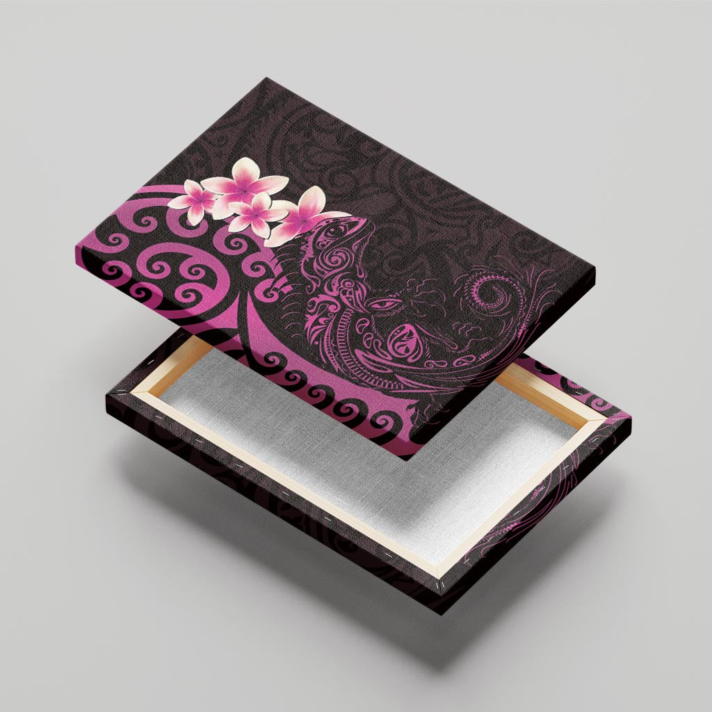 New Zealand Tuatara Plumeria Canvas Wall Art Maori Pink Koru Tribal Tattoo LT01 - Polynesian Pride