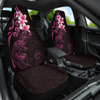 New Zealand Tuatara Plumeria Car Seat Cover Maori Pink Koru Tribal Tattoo