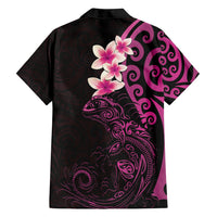 New Zealand Tuatara Plumeria Family Matching Long Sleeve Bodycon Dress and Hawaiian Shirt Maori Pink Koru Tribal Tattoo