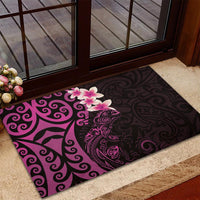 New Zealand Tuatara Plumeria Rubber Doormat Maori Pink Koru Tribal Tattoo LT01 - Polynesian Pride
