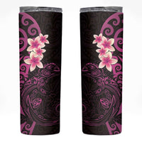 New Zealand Tuatara Plumeria Skinny Tumbler Maori Pink Koru Tribal Tattoo LT01 Pink - Polynesian Pride