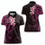 New Zealand Tuatara Plumeria Women Polo Shirt Maori Pink Koru Tribal Tattoo