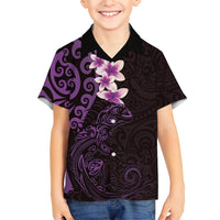 New Zealand Tuatara Plumeria Hawaiian Shirt Maori Purple Koru Tribal Tattoo LT01 - Polynesian Pride