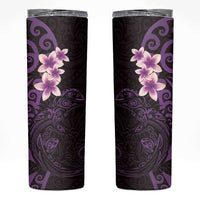New Zealand Tuatara Plumeria Skinny Tumbler Maori Purple Koru Tribal Tattoo LT01 Purple - Polynesian Pride