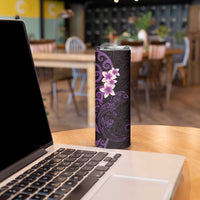 New Zealand Tuatara Plumeria Skinny Tumbler Maori Purple Koru Tribal Tattoo LT01 - Polynesian Pride