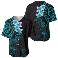 New Zealand Tuatara Plumeria Baseball Jersey Maori Teal Koru Tribal Tattoo LT01 - Polynesian Pride