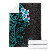 New Zealand Tuatara Plumeria Blanket Maori Teal Koru Tribal Tattoo LT01 - Polynesian Pride